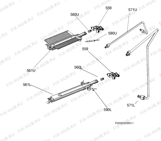 Взрыв-схема плиты (духовки) Zanussi ZCG210J1WA - Схема узла Functional parts